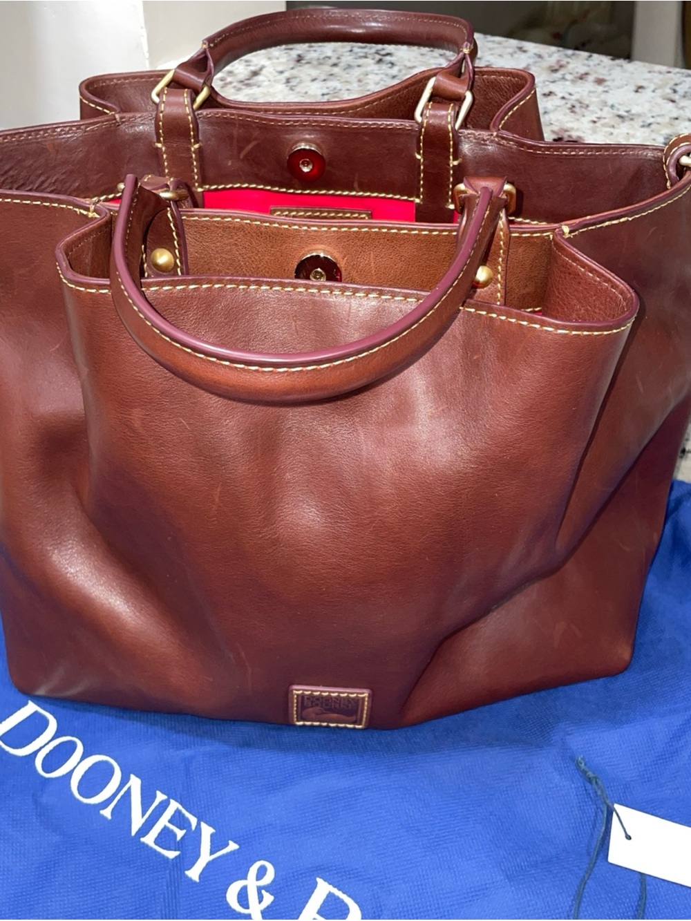 Dooney & Bourke Florentine Large Zip Barlow Satchel in Chestnut Brown